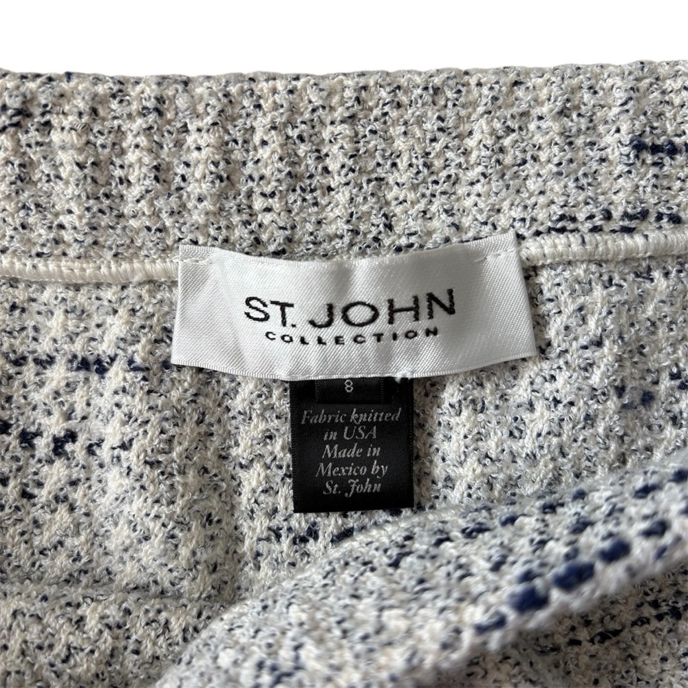 St John Collection Wool Tweed Knit Pencil Skirt White Blue Womens 8 - Picture 5 of 8